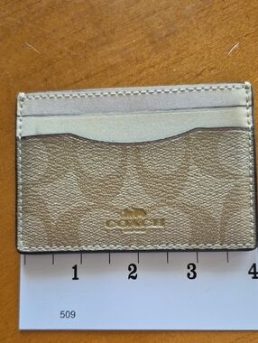 Coach Khaki and Cream Signature Canvas Card Holder
